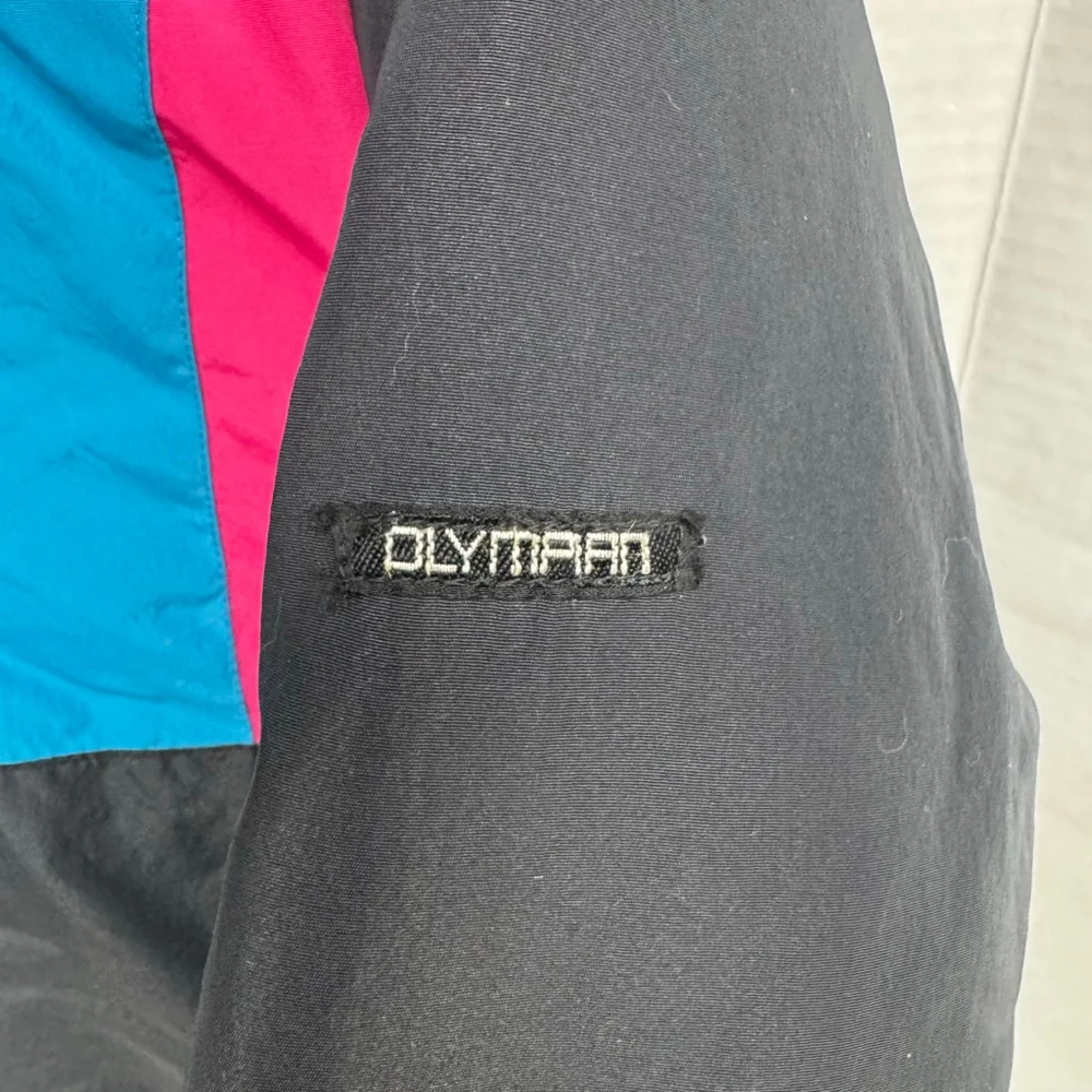 Vintage Olympian Down Ski Jacket Women's M Black 80s 90s Colorblock Puffer Coat - Picture 4 of 10